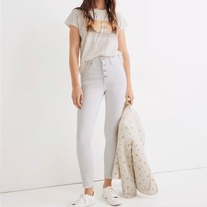 Madewell 10" high-rise skinny crop jeans in pure white: button-front edition